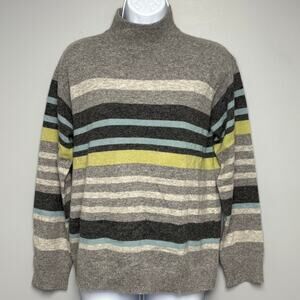 Pendleton Striped Mock Neck Preppy Light Wool Rabbit Hair Sweater Womens Sz M